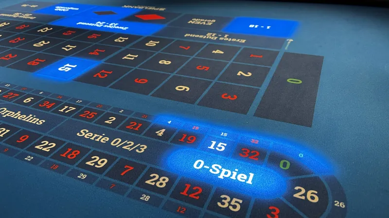 Detailansicht eines digitalen Roulette-Spielfelds in der Spielbank Rostock