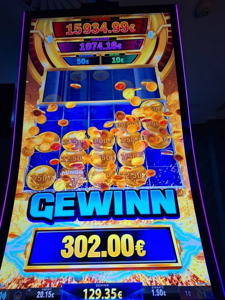 Gewinnanzeige an einem Automaten der Spielbank Schwerin